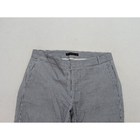 Zara Basic Women's Pants Size 10 Seersucker Striped Ankle - Picture 3 of 16